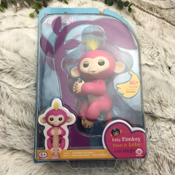 [WowWee] Fingerlings - Interactive Baby Monkey - Bella Pink with Yellow Hair - Picture 1 of 7